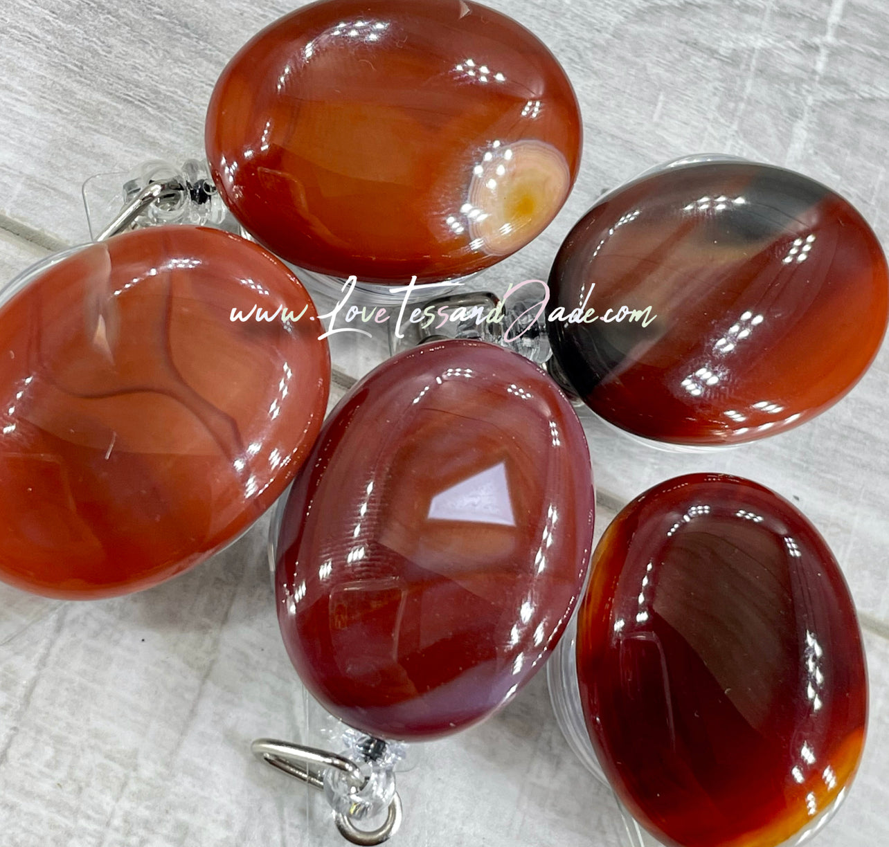 Natural | Carnelian | Gemstone | Crystal | Badge | Rotating Clip | Reel | Healing | Manifesting | Doctors | Nurses | Professional