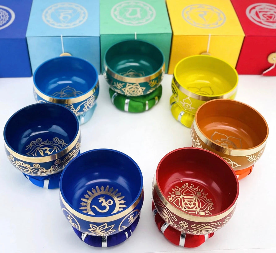 7 Chakras | Singing Bowls | Brass | Tibetan | Full Set